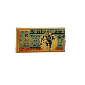 1959 Georgia Tech vs Tennessee Football Ticket Stub Shields-Watkins Field Oct 10